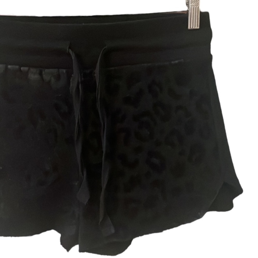 John John Black Burn-out Animal Print Jogging Shorts Size Small